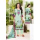Sea Green Pure Jam Satin Embroidered Straight Suit