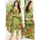 Green Pure Jam Satin Embroidered Straight Suit