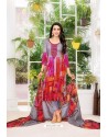 Multi Colour Pure Jam Satin Embroidered Straight Suit
