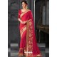 Red Silk Border Embroidered Designer Party Wear Saree