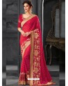 Red Silk Border Embroidered Designer Party Wear Saree