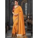 Mustard Silk Border Embroidered Designer Party Wear Saree