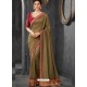 Mehendi Silk Border Embroidered Designer Party Wear Saree