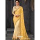 Yellow Silk Border Embroidered Designer Party Wear Saree