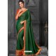 Dark Green Silk Border Embroidered Designer Party Wear Saree