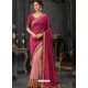 Rose Red Silk Border Embroidered Designer Party Wear Saree