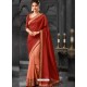 Modern Wine Silk Border Embroidered Designer Party Wear Saree