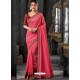 Hot Pink Silk Border Embroidered Designer Party Wear Saree