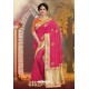 Crimson Silk Embroidered Designer Party Wear Saree