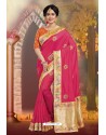 Crimson Silk Embroidered Designer Party Wear Saree