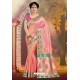 Peach Silk Embroidered Designer Party Wear Saree