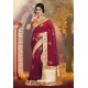 Maroon Silk Embroidered Designer Party Wear Saree