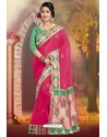 Rani Silk Embroidered Designer Party Wear Saree