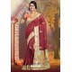 Stunning Maroon Silk Embroidered Designer Party Wear Saree