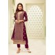 Deep Wine Georgette Zari Worked Designer Straight Suit