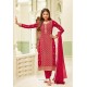 Red Georgette Zari Worked Designer Straight Suit