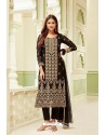 Black Georgette Zari Worked Designer Straight Suit