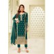 Teal Georgette Zari Worked Designer Straight Suit