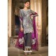 Grey Net Diamond Work Designer Straight Suit