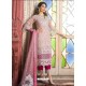 Pink Net Diamond Work Designer Straight Suit