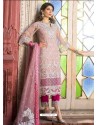 Pink Net Diamond Work Designer Straight Suit