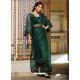 Dark Green Net Diamond Work Designer Straight Suit