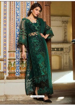 Dark Green Net Diamond Work Designer Straight Suit