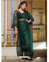 Dark Green Net Diamond Work Designer Straight Suit