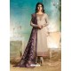 Light Brown Satin Georgette Jacquard Worked Straight Suit