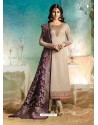 Light Brown Satin Georgette Jacquard Worked Straight Suit