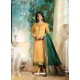 Yellow Satin Georgette Jacquard Worked Straight Suit