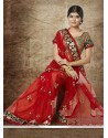 Charming Red Net Sequins Wedding Saree