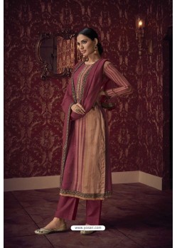 Deep Wine Solid Superier Cotton Digital Printed Straight Suit