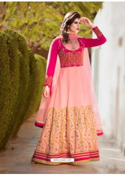 Pink Banglori Silk Party Wear Floor Length Suit