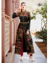 Latest Black Heavy Tafeta Silk Party Wear Floor Length Suit