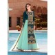 Sky Blue And Teal Banglori Silk Party Wear Floor Length Suit