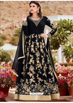 Black Faux Georgette Party Wear Floor Length Suit