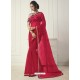 Red Mono Net Plain Saree