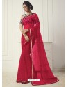 Red Mono Net Plain Saree