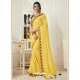 Yellow Bridal Chiffon Plain Saree