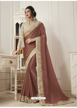 Old Rose Shahi Chiffon Plain Saree