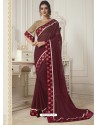 Maroon Softy Chiffon Plain Saree