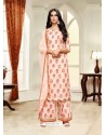 Baby Pink Maslin Silk Embroidered Straight Suit