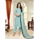 Sky Blue Maslin Silk Embroidered Straight Suit