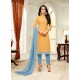 Mustard Maslin Silk Embroidered Straight Suit