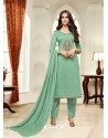 Aqua Mint Maslin Silk Embroidered Straight Suit