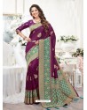 Purple Silk Jacquard Work Designer Saree