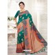 Teal Silk Jacquard Work Designer Saree