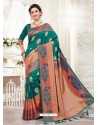 Teal Silk Jacquard Work Designer Saree