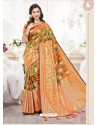 Orange Silk Jacquard Work Designer Saree